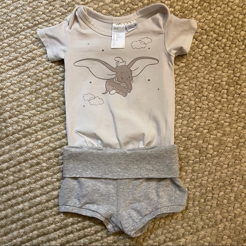 H&M Baby Dumbo Onesie+Shorts 2-4mo